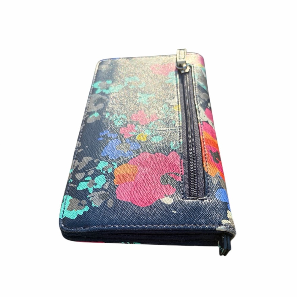 Flawed Navy Floral Crosshatch Wallet See Pics & Description - Picture 3 of 8